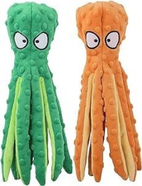 Octopus No Stuffing Crinkle Plush Chew Toys for Puppy Teething, Pet Training and Entertaining