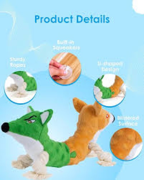 Twin Head Fox Chew Rope Toy to relieve boredom Plush grinding teeth gnawing toys